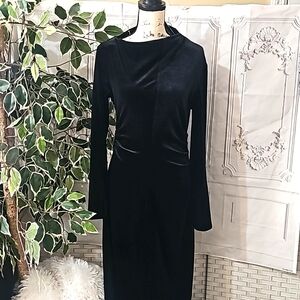 Zara Black Boat Neck Velvet Maxi Dress